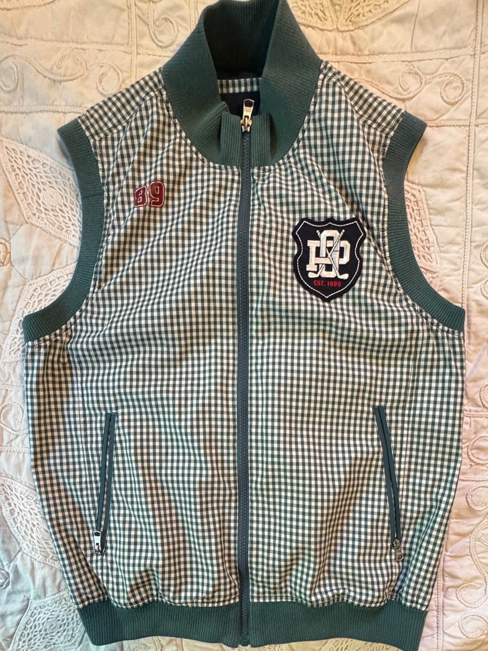 Pearly Gates Golf Vest Green Gingham